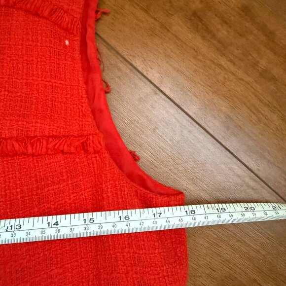 J CREW TWEED TEXTURED LINED DRESS IN HOT ORANGE W FRINGE SZ 10 - Picture 6 of 8